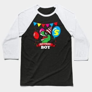 Rex 5th Dinosaur Baseball T-Shirt